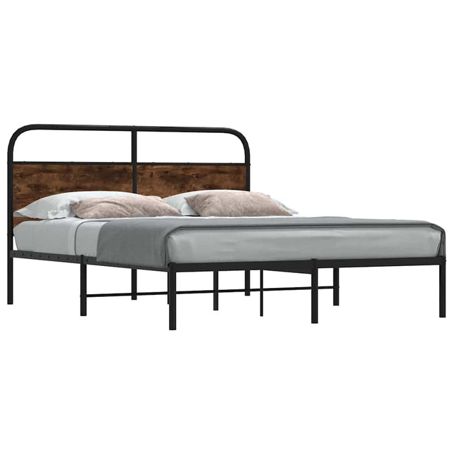 Bedframe zonder matras bewerkt hout gerookt eiken 160x200 cm