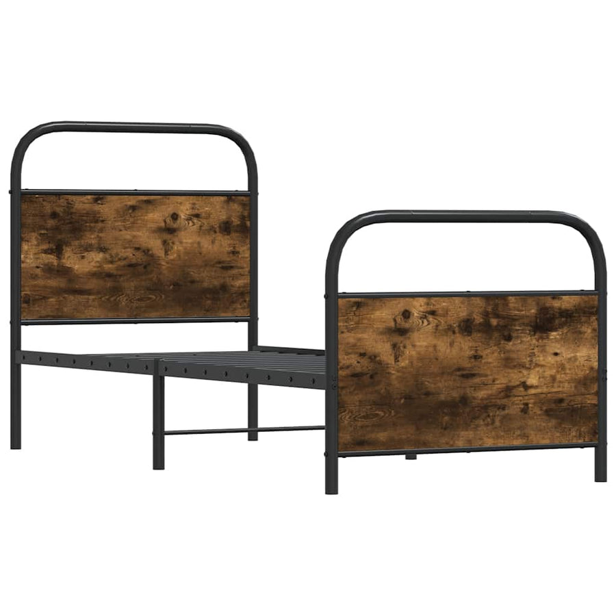 Bedframe zonder matras bewerkt hout gerookt eiken 75x190 cm
