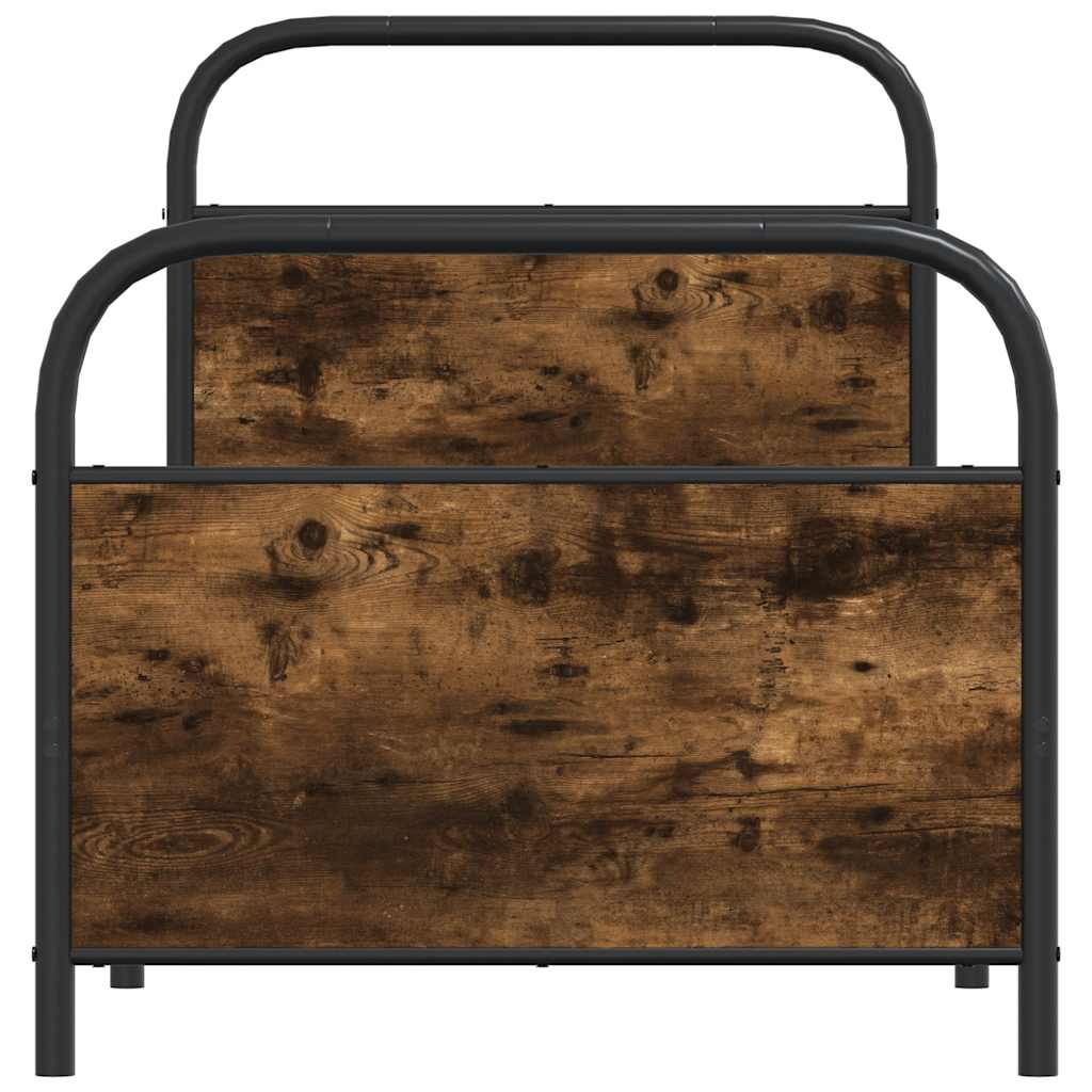 Bedframe zonder matras bewerkt hout gerookt eiken 75x190 cm