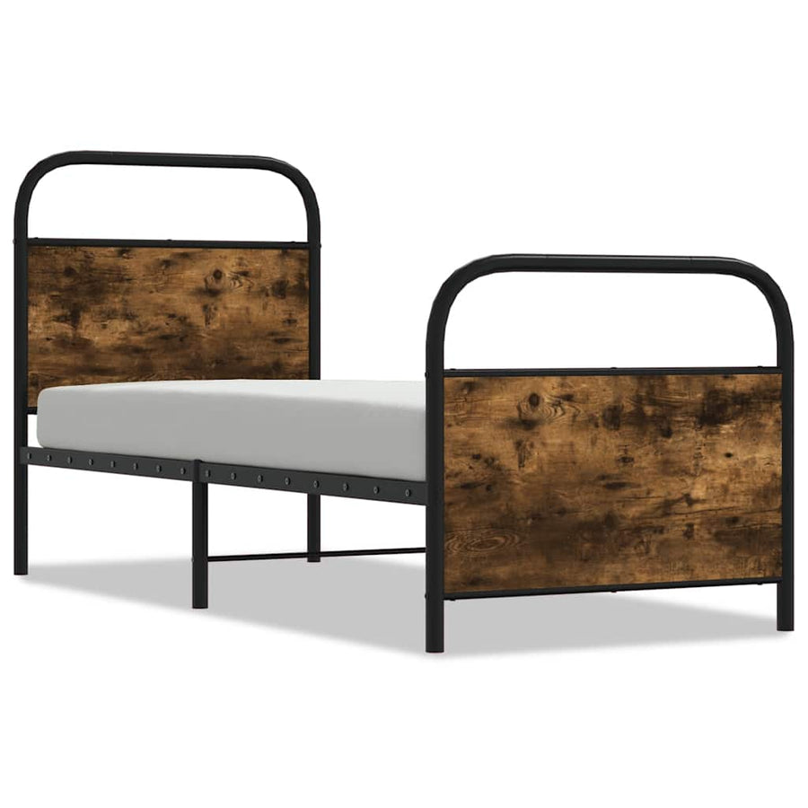 Bedframe zonder matras bewerkt hout gerookt eiken 80x200 cm