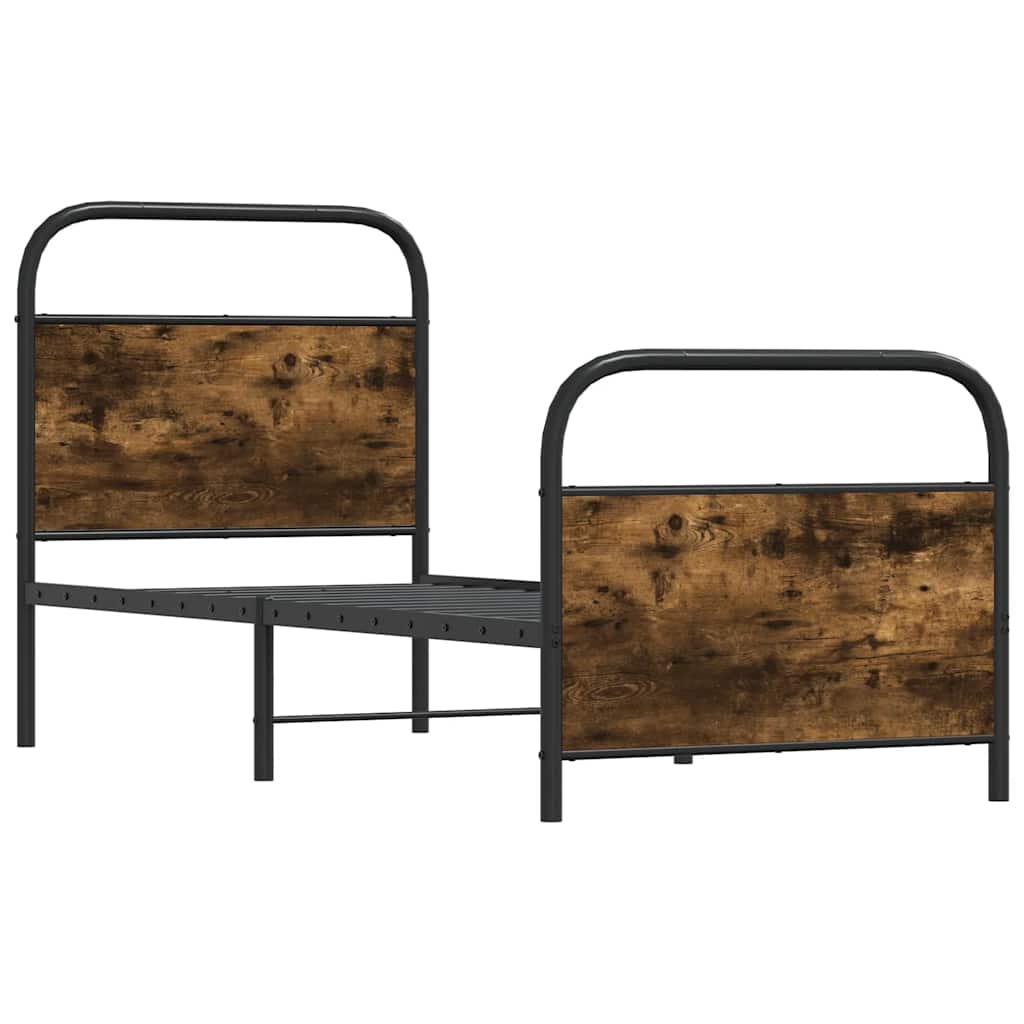 Bedframe zonder matras bewerkt hout gerookt eiken 80x200 cm