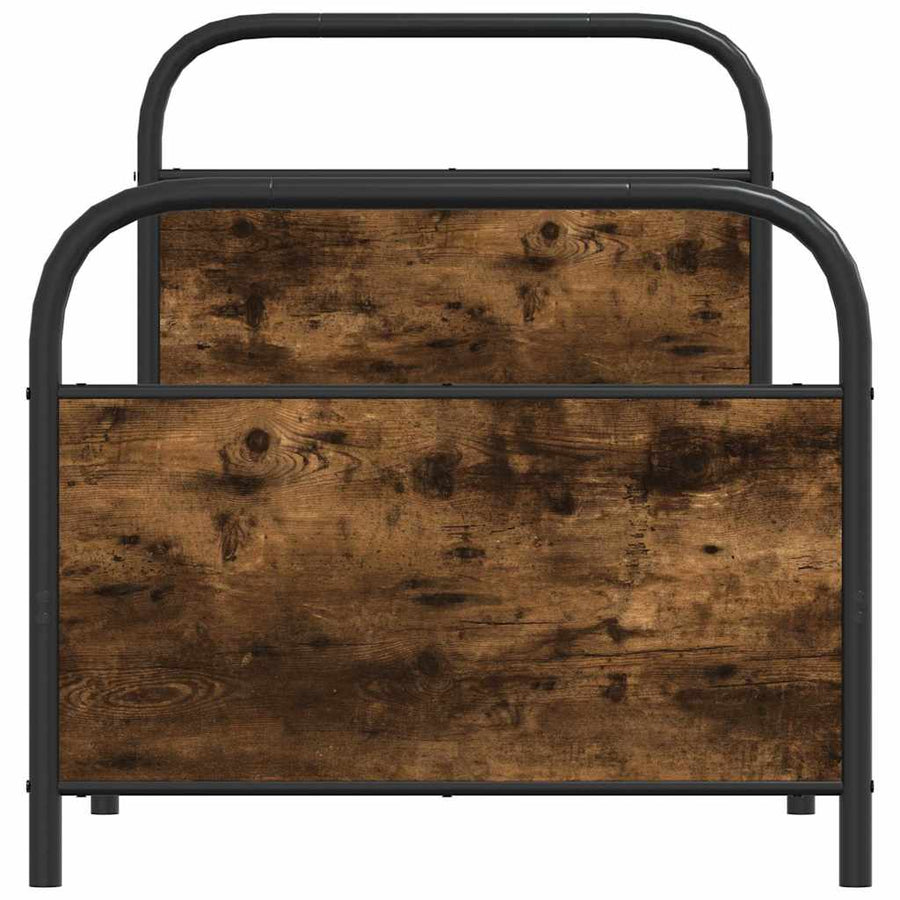 Bedframe zonder matras bewerkt hout gerookt eiken 80x200 cm
