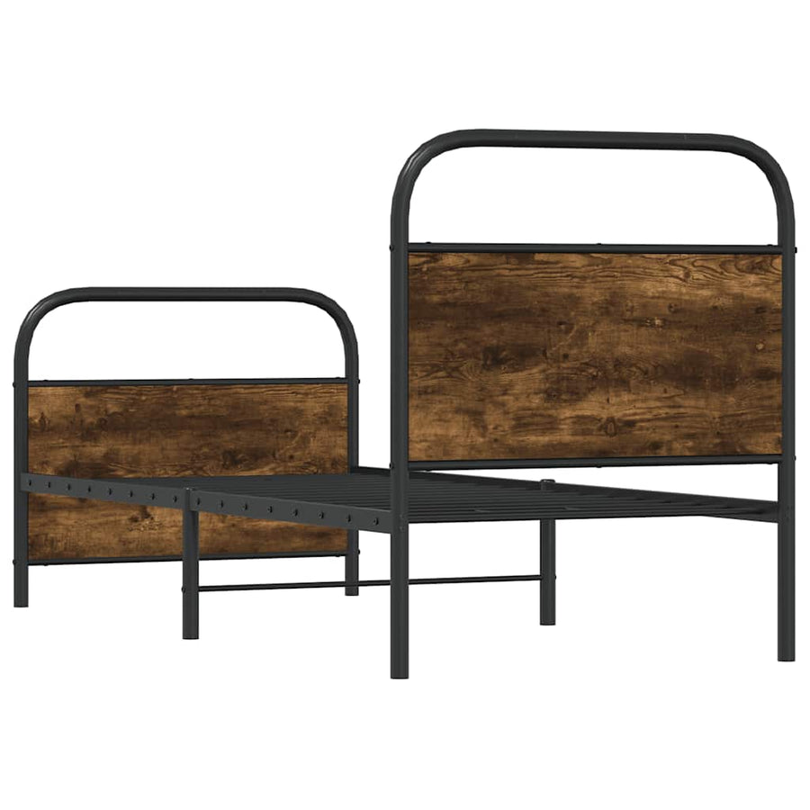 Bedframe zonder matras bewerkt hout gerookt eiken 80x200 cm