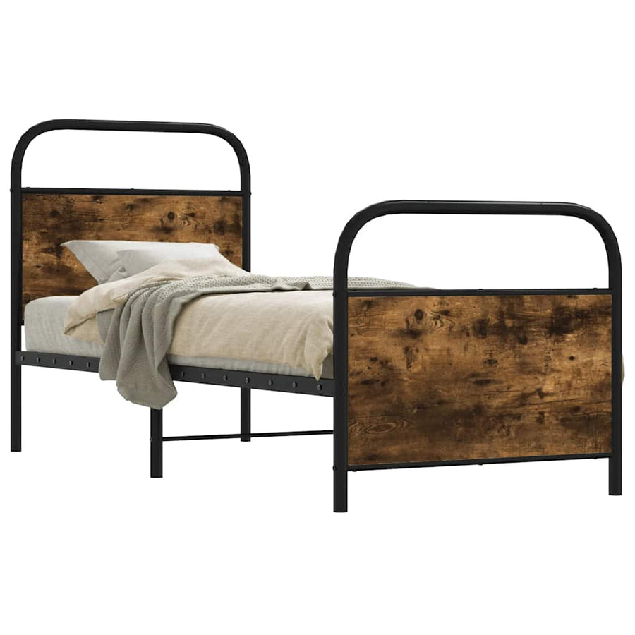Bedframe zonder matras bewerkt hout gerookt eiken 80x200 cm