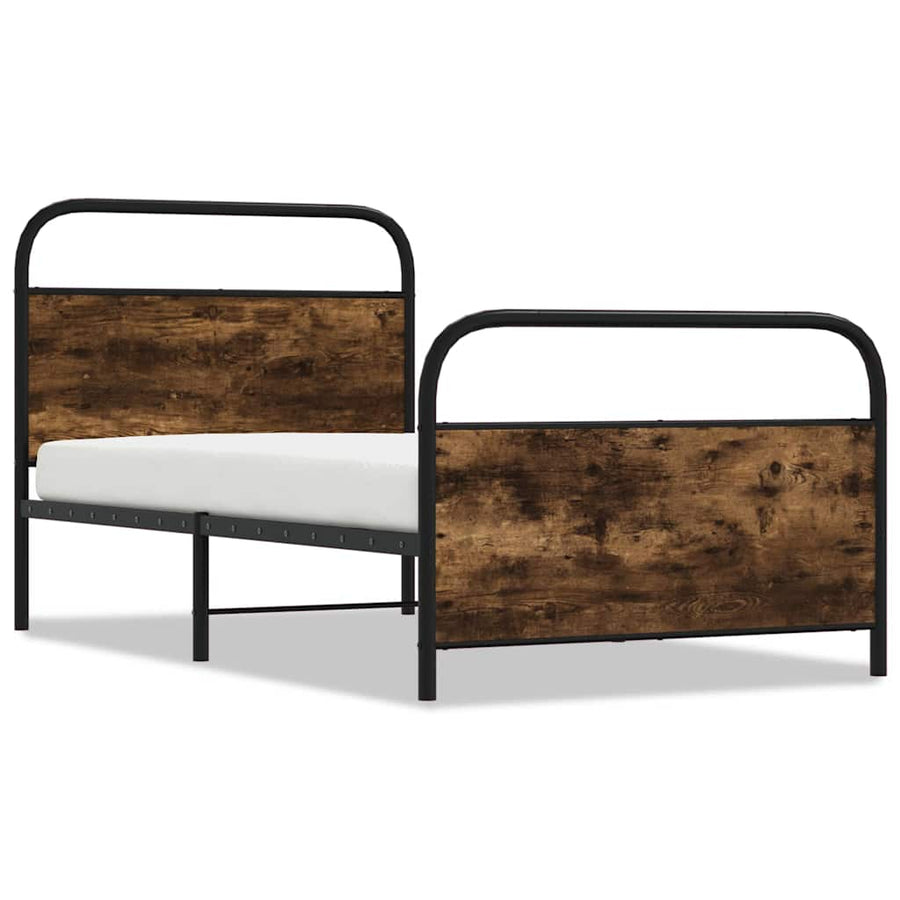 Bedframe zonder matras bewerkt hout gerookt eiken 90x190 cm