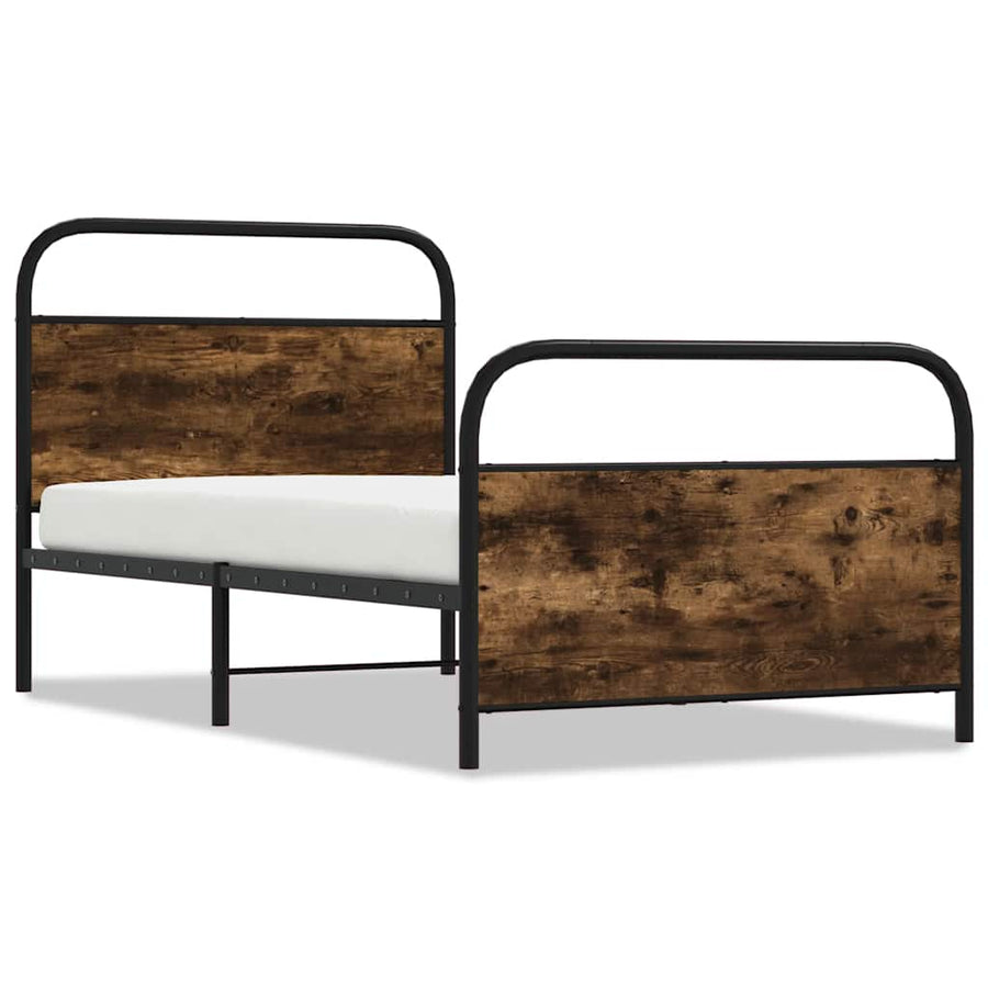 Bedframe zonder matras bewerkt hout gerookt eiken 90x200 cm