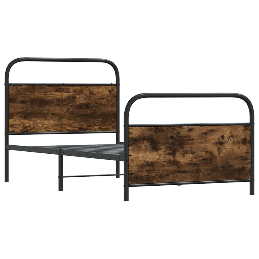 Bedframe zonder matras bewerkt hout gerookt eiken 90x200 cm