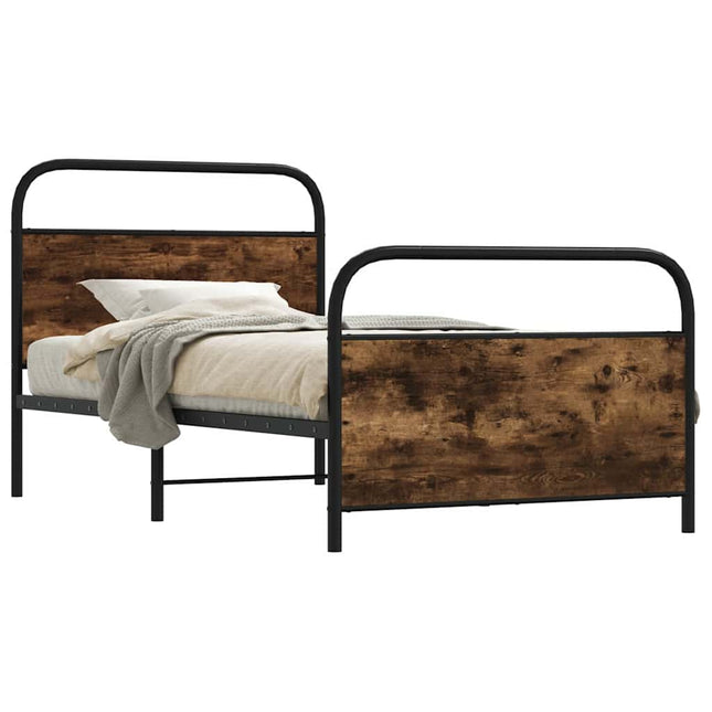 Bedframe zonder matras bewerkt hout gerookt eiken 100x190 cm