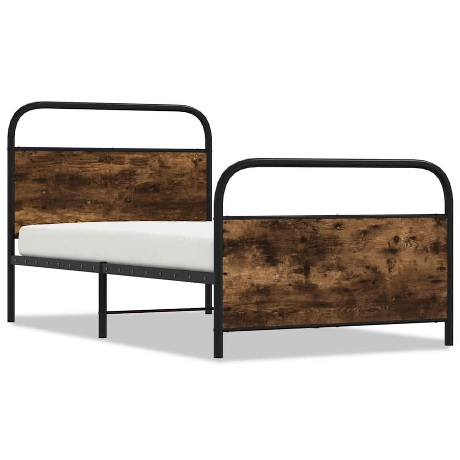 Bedframe zonder matras bewerkt hout gerookt eiken 100x200 cm