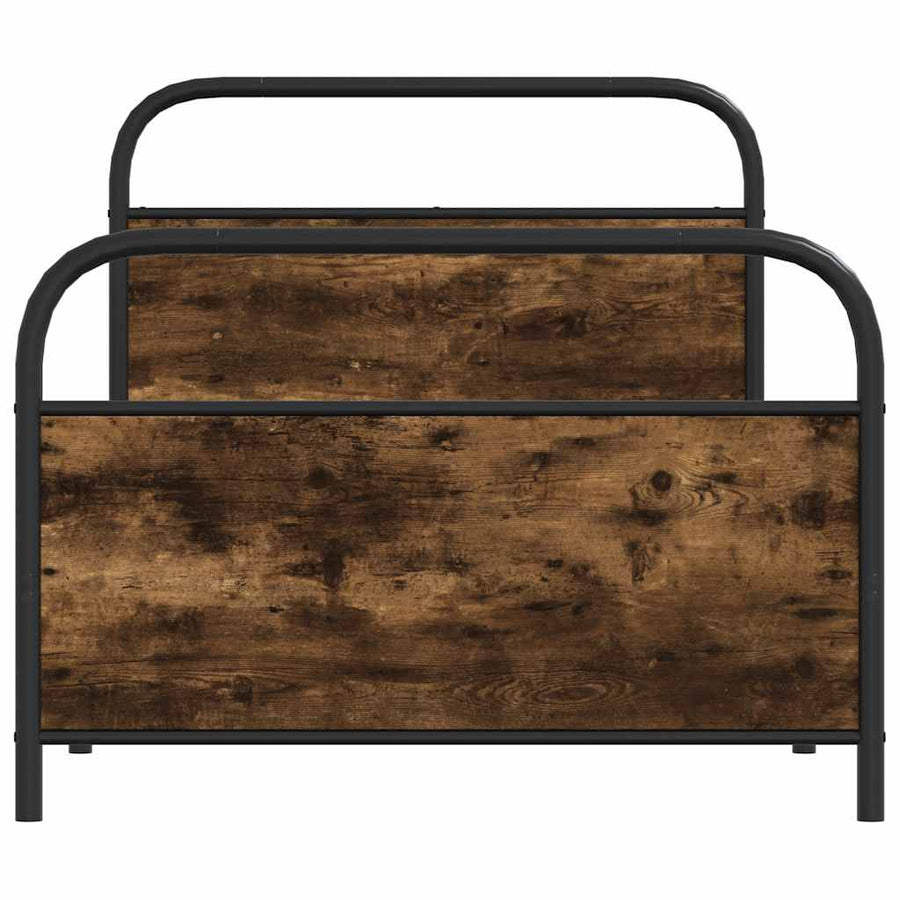 Bedframe zonder matras bewerkt hout gerookt eiken 107x203 cm