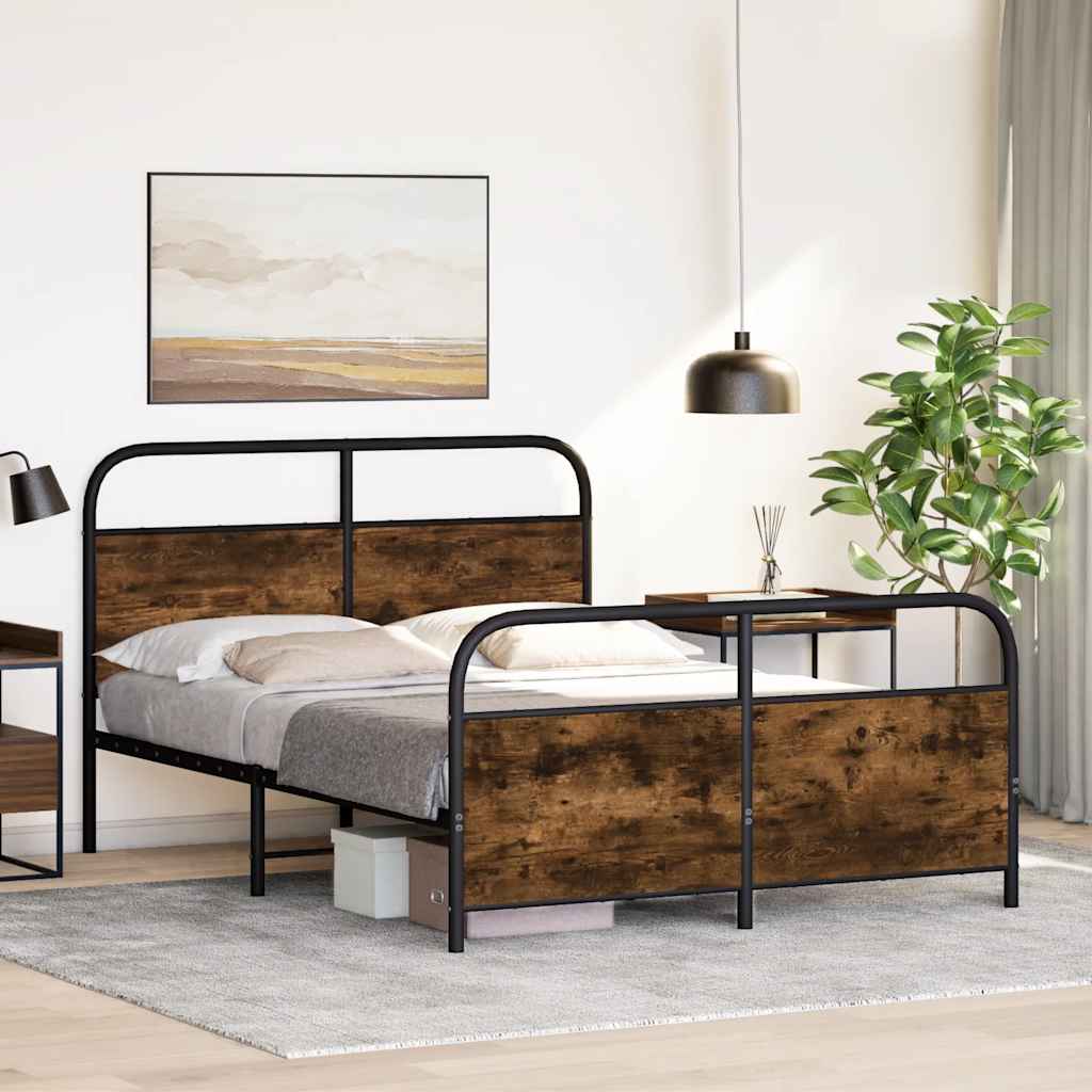 Bedframe zonder matras bewerkt hout gerookt eiken 120x200 cm