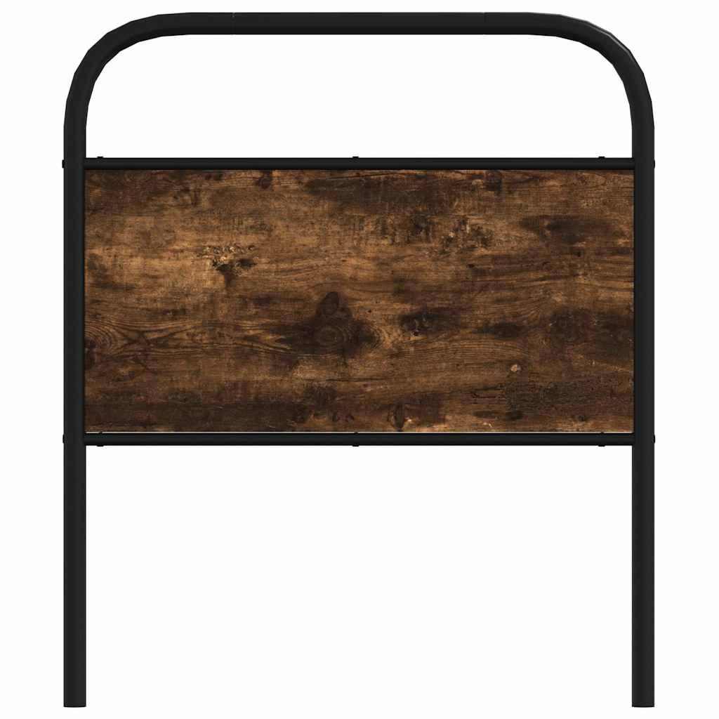 Hoofdbord 75 cm staal en bewerkt hout gerookt eikenkleurig