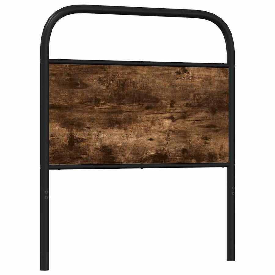 Hoofdbord 80 cm staal en bewerkt hout gerookt eikenkleurig