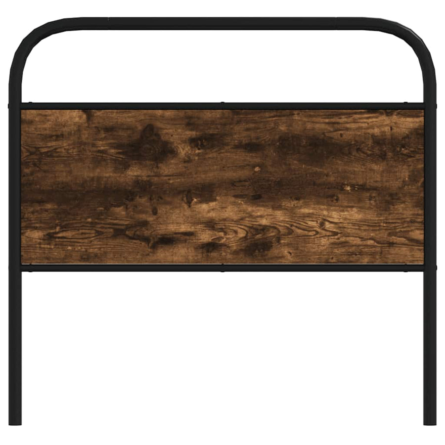 Hoofdbord 90 cm staal en bewerkt hout gerookt eikenkleurig