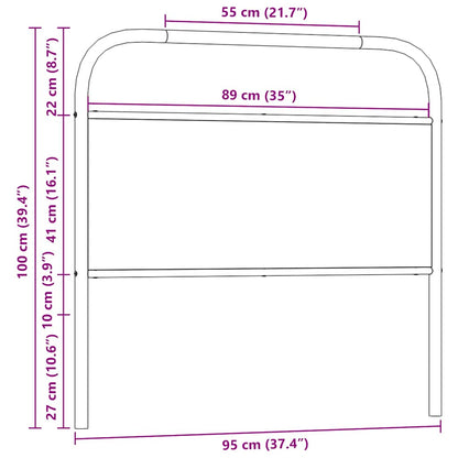 Hoofdbord 90 cm staal en bewerkt hout gerookt eikenkleurig