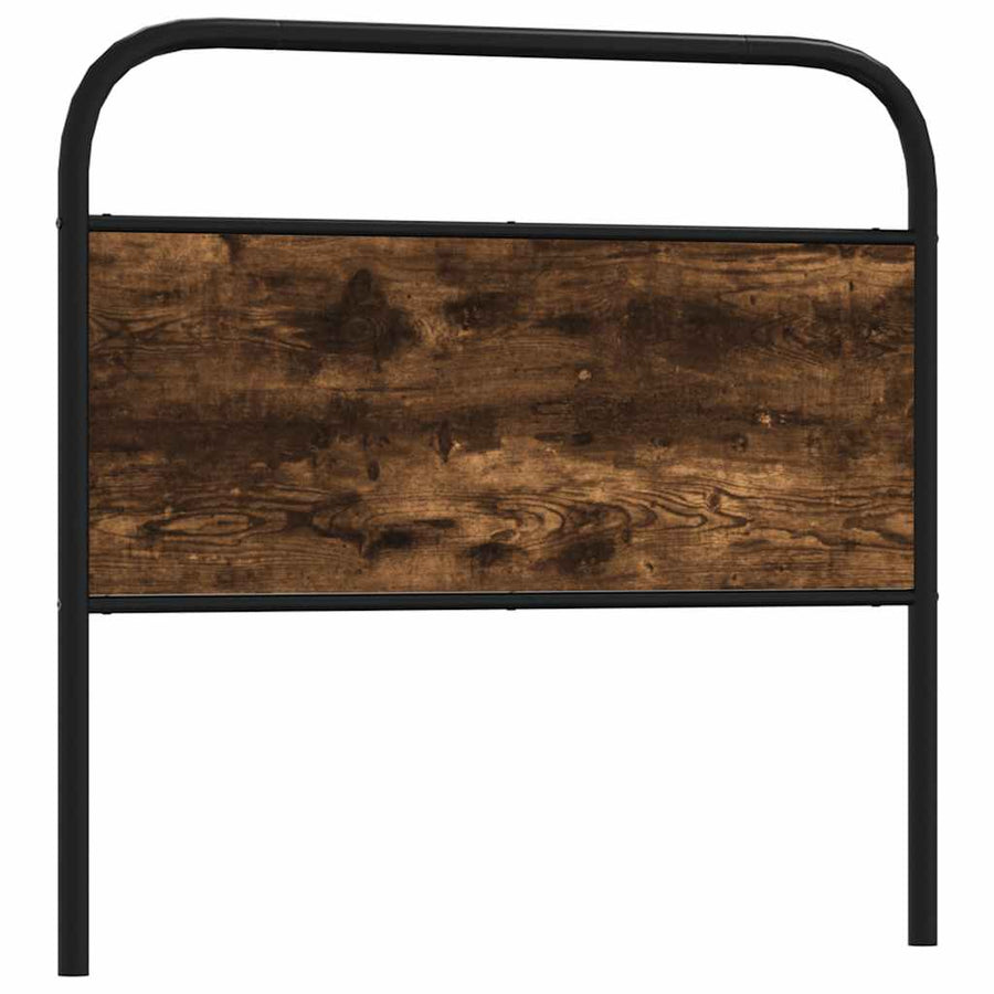 Hoofdbord 100 cm staal en bewerkt hout gerookt eikenkleurig