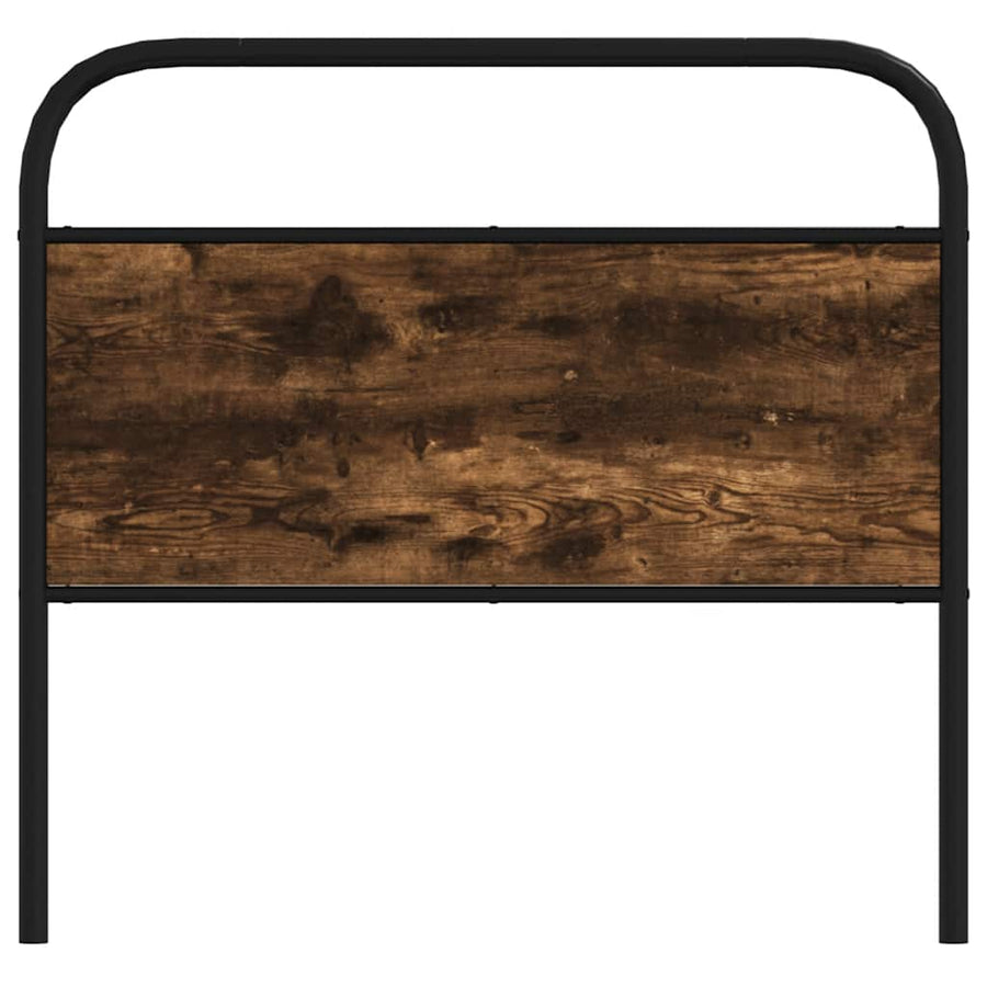 Hoofdbord 100 cm staal en bewerkt hout gerookt eikenkleurig