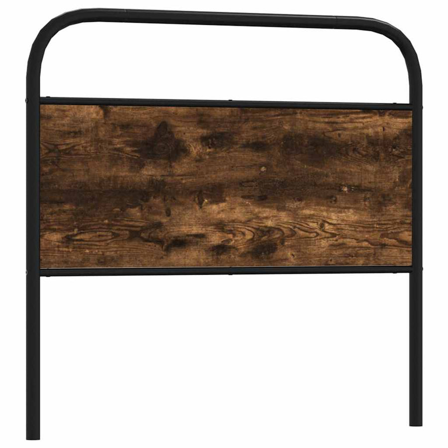 Hoofdbord 107 cm staal en bewerkt hout gerookt eikenkleurig