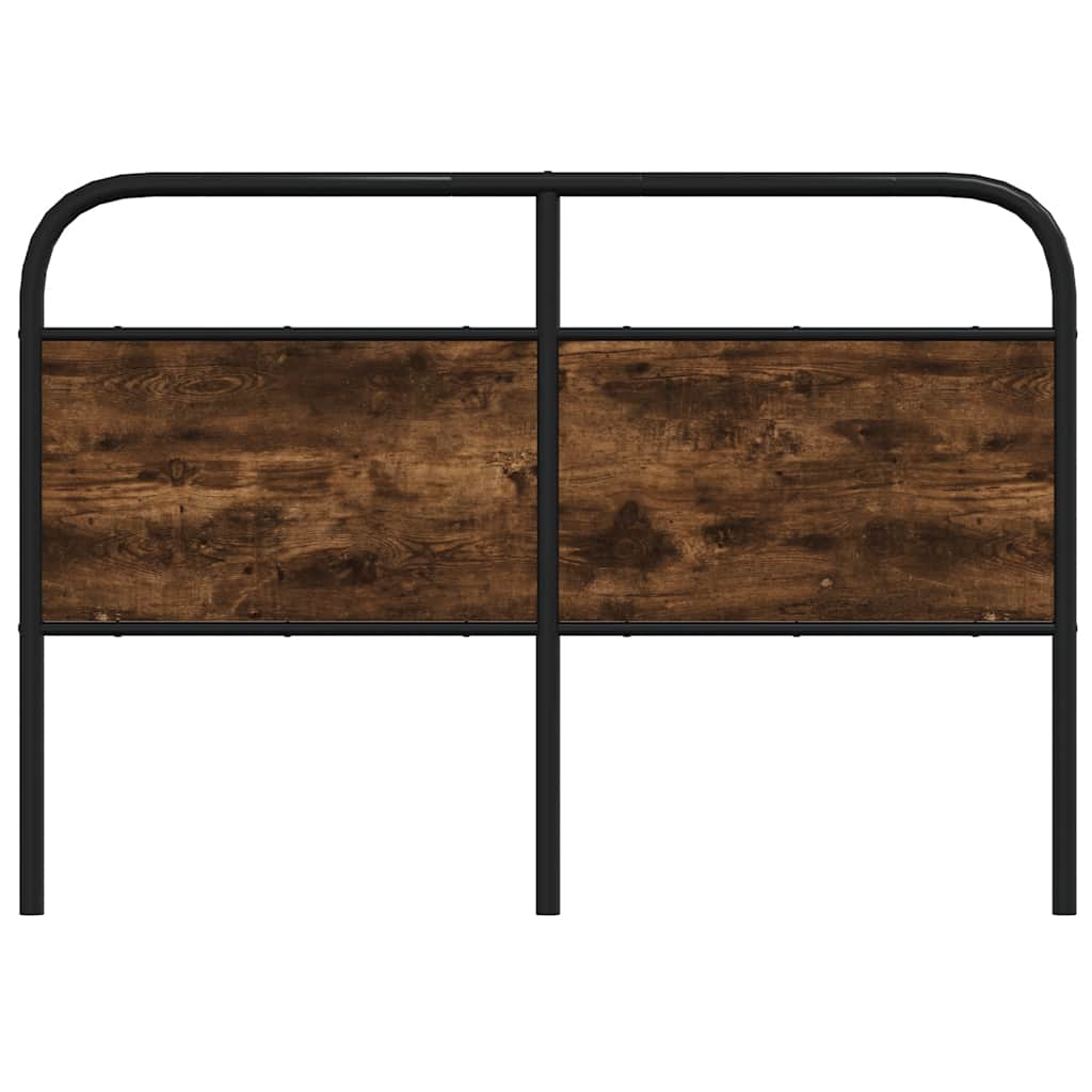 Hoofdbord 120 cm staal en bewerkt hout gerookt eikenkleurig