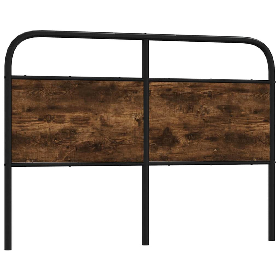 Hoofdbord 135 cm staal en bewerkt hout gerookt eikenkleurig