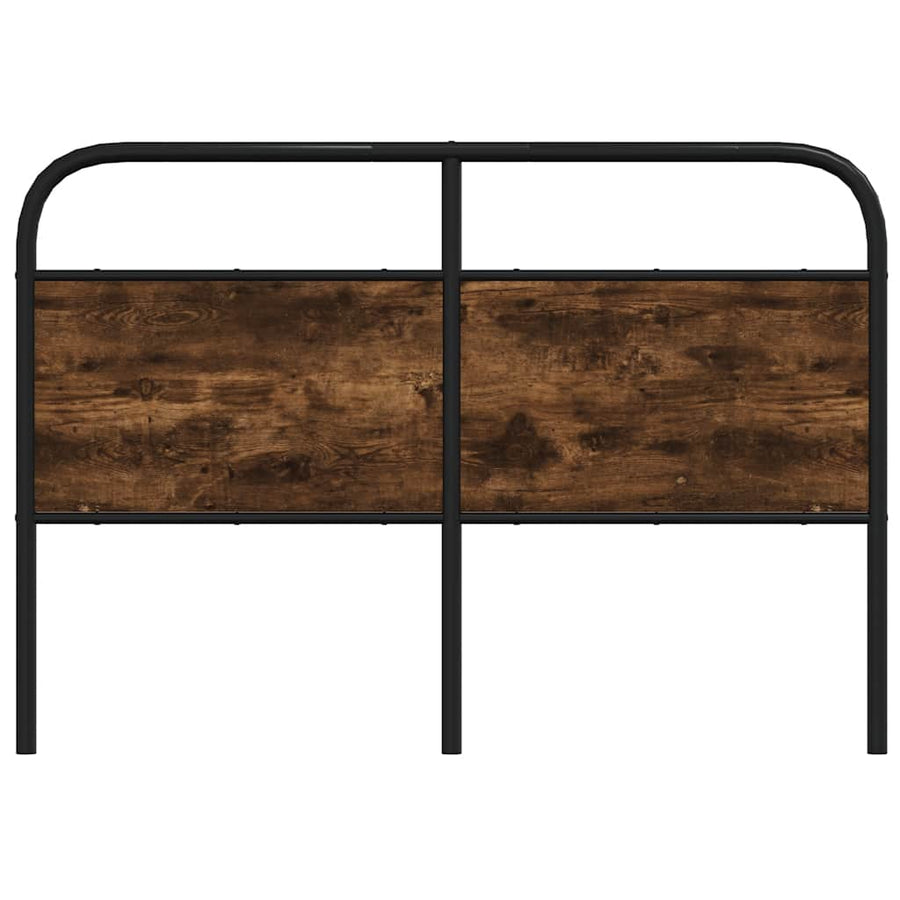 Hoofdbord 135 cm staal en bewerkt hout gerookt eikenkleurig