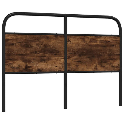 Hoofdbord 135 cm staal en bewerkt hout gerookt eikenkleurig