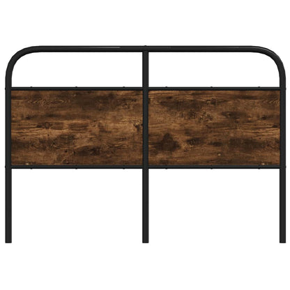 Hoofdbord 140 cm staal en bewerkt hout gerookt eikenkleurig