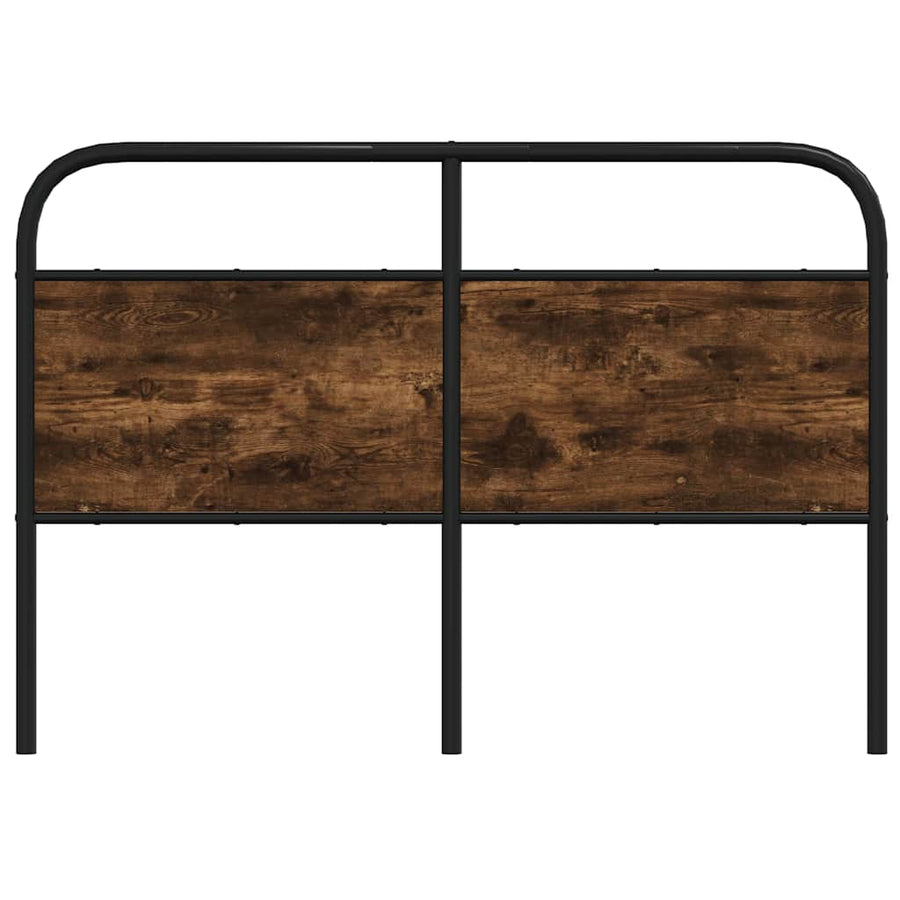 Hoofdbord 140 cm staal en bewerkt hout gerookt eikenkleurig