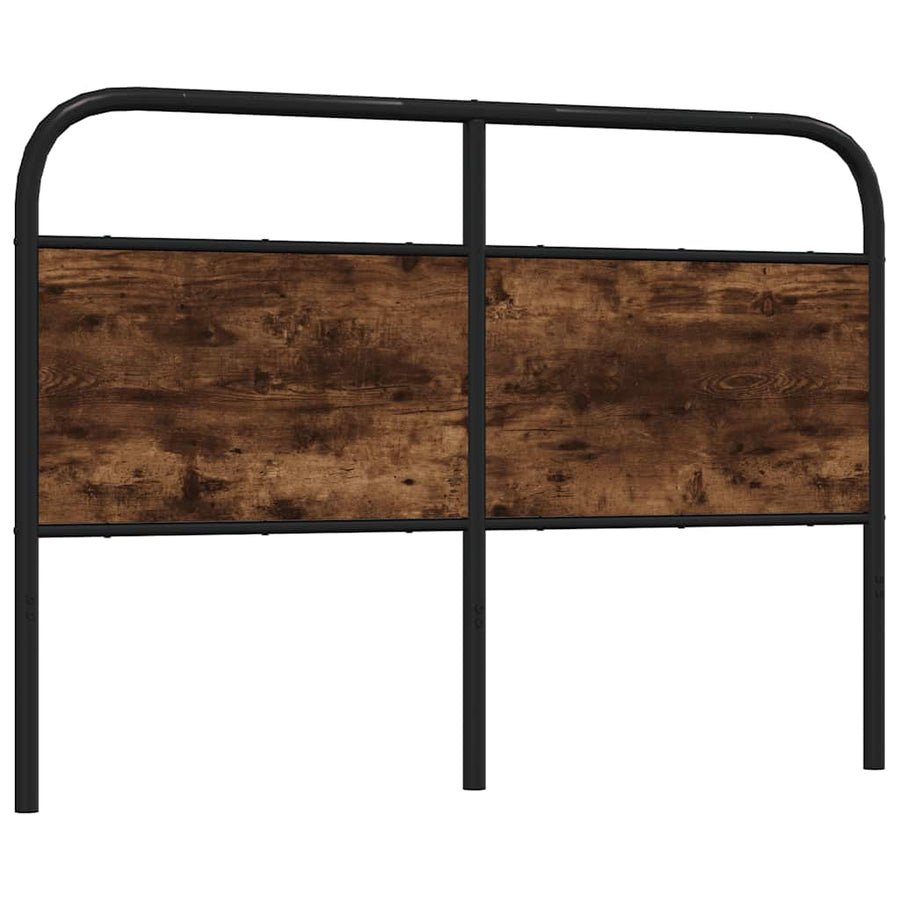 Hoofdbord 140 cm staal en bewerkt hout gerookt eikenkleurig