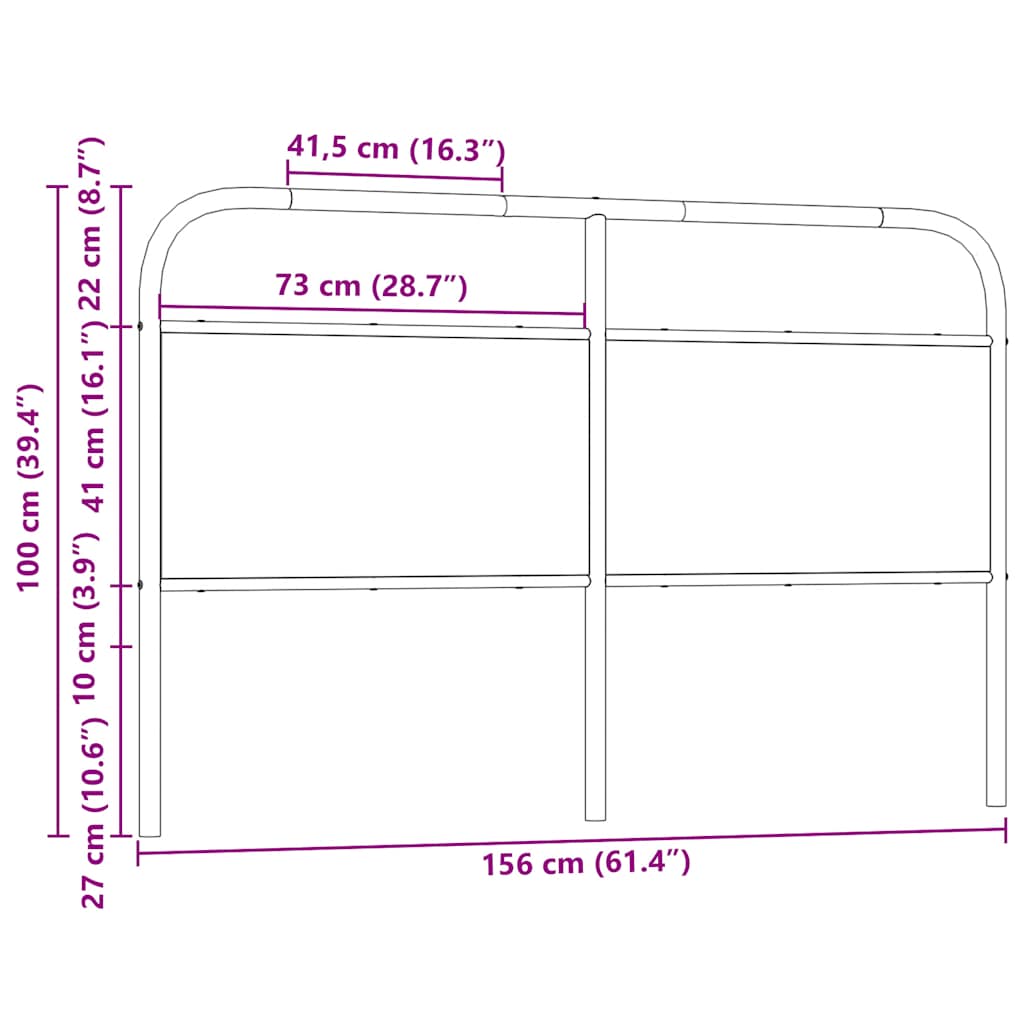 Hoofdbord Staal En Bewerkt Hout Kleurig 150 cm Gerookt eiken