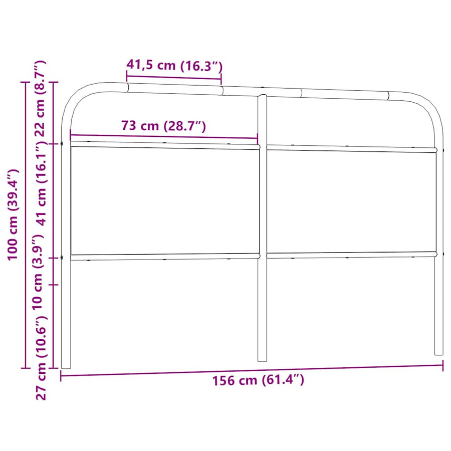 Hoofdbord Staal En Bewerkt Hout Kleurig 150 cm Gerookt eiken
