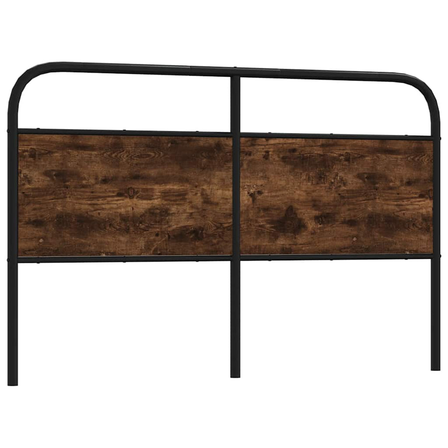 Hoofdbord 160 cm staal en bewerkt hout gerookt eikenkleurig