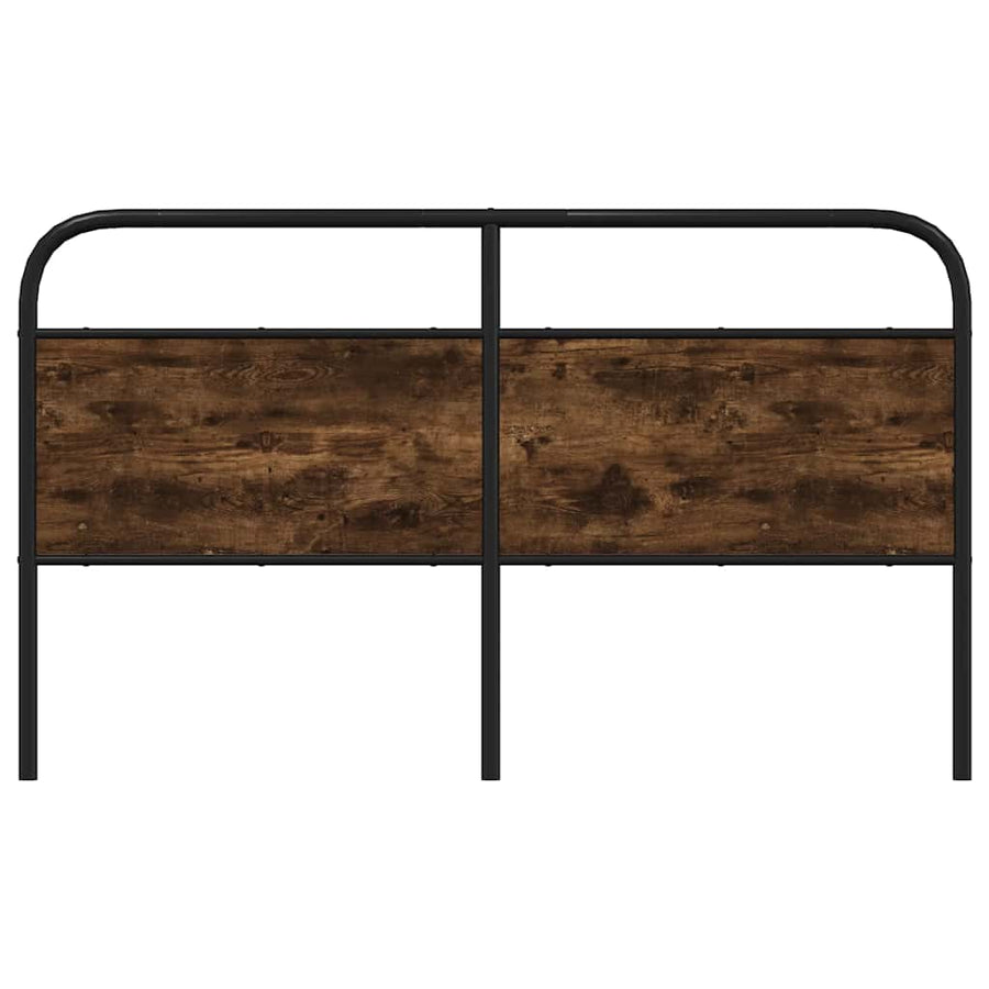 Hoofdbord 160 cm staal en bewerkt hout gerookt eikenkleurig