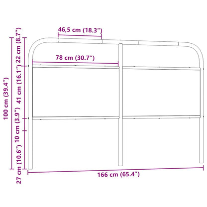 Hoofdbord 160 cm staal en bewerkt hout gerookt eikenkleurig