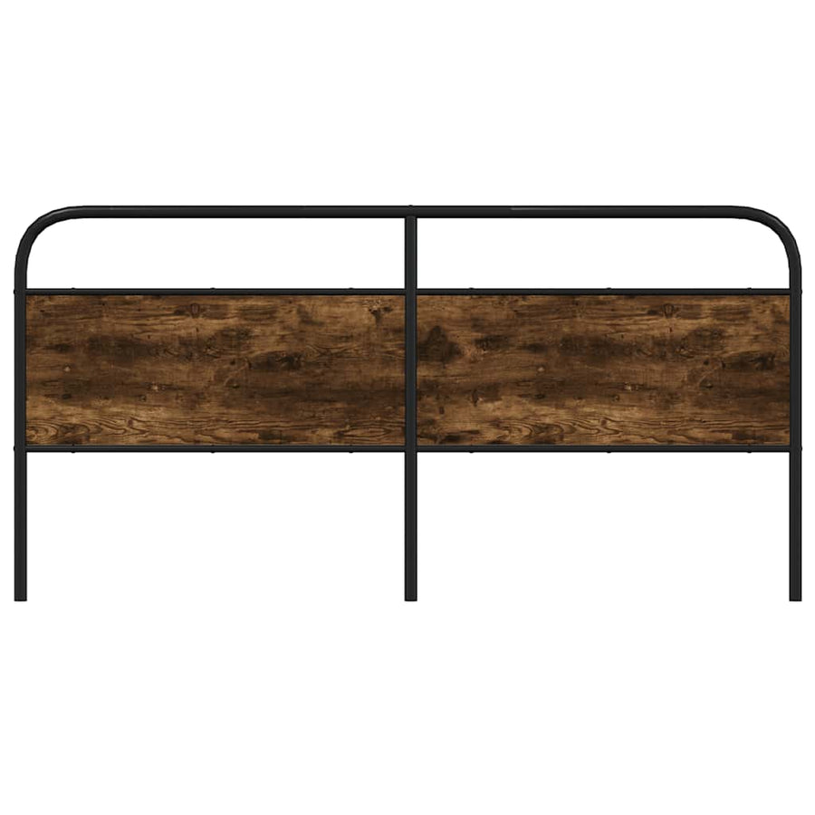 Hoofdbord 180 cm staal en bewerkt hout gerookt eikenkleurig