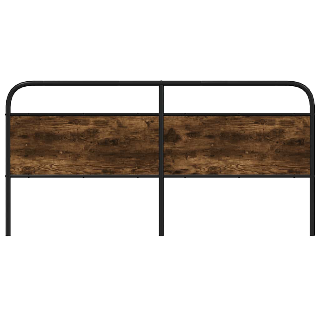 Hoofdbord 190 cm staal en bewerkt hout gerookt eikenkleurig
