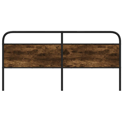 Hoofdbord 190 cm staal en bewerkt hout gerookt eikenkleurig