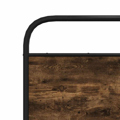 Hoofdbord 190 cm staal en bewerkt hout gerookt eikenkleurig