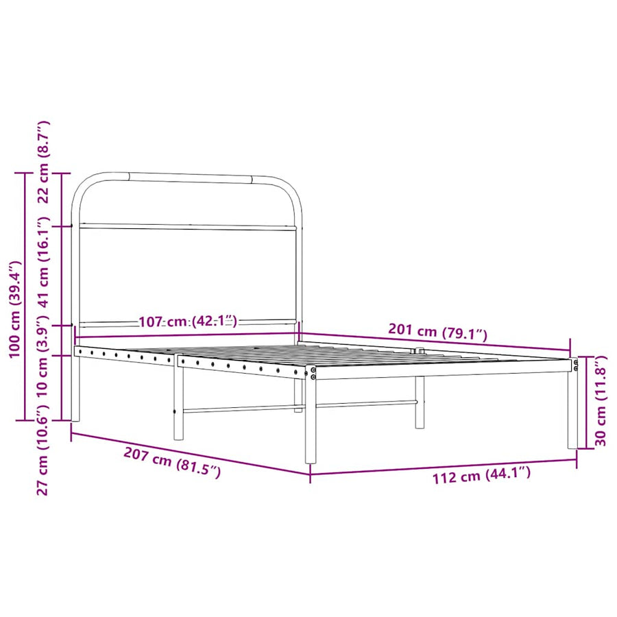 Bedframe zonder matras bewerkt hout sonoma eikenkleur 107x203cm