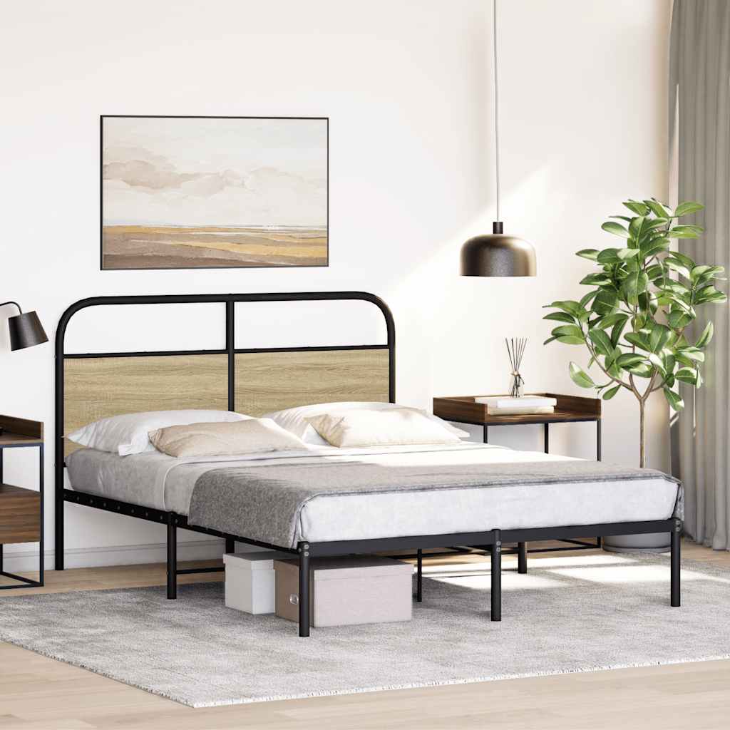Bedframe zonder matras bewerkt hout sonoma eikenkleur 135x190cm