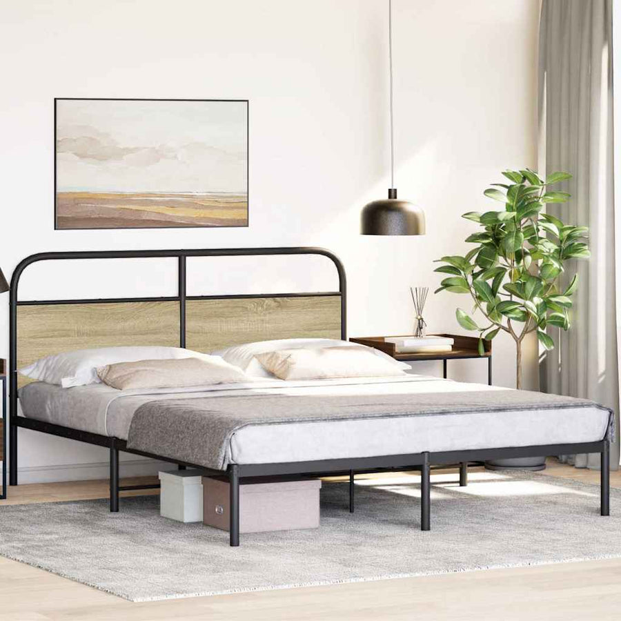 Bedframe zonder matras bewerkt hout sonoma eikenkleur 150x200cm