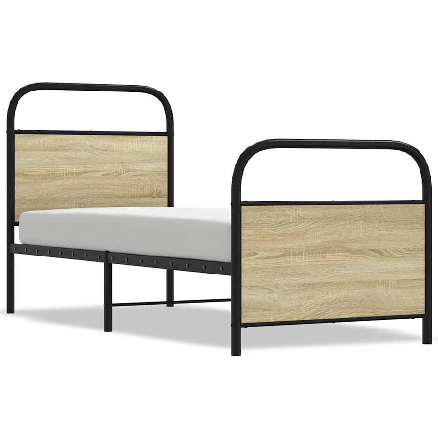 Bedframe zonder matras bewerkt hout sonoma eikenkleur 75x190 cm