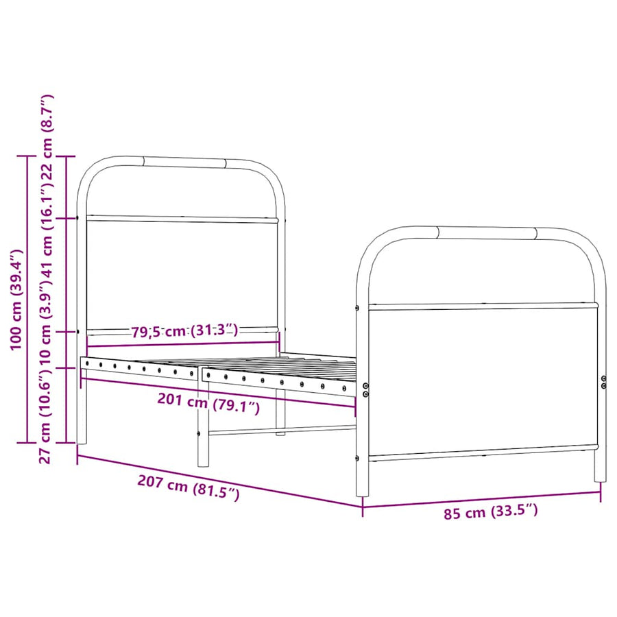Bedframe zonder matras bewerkt hout sonoma eikenkleur 80x200 cm