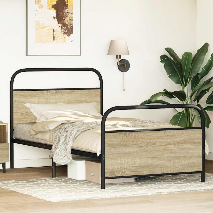 Bedframe zonder matras bewerkt hout sonoma eikenkleur 107x203cm