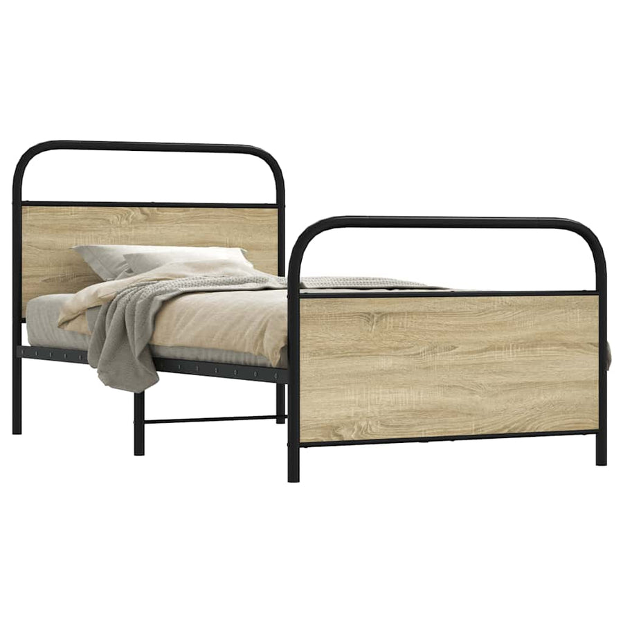 Bedframe zonder matras bewerkt hout sonoma eikenkleur 107x203cm