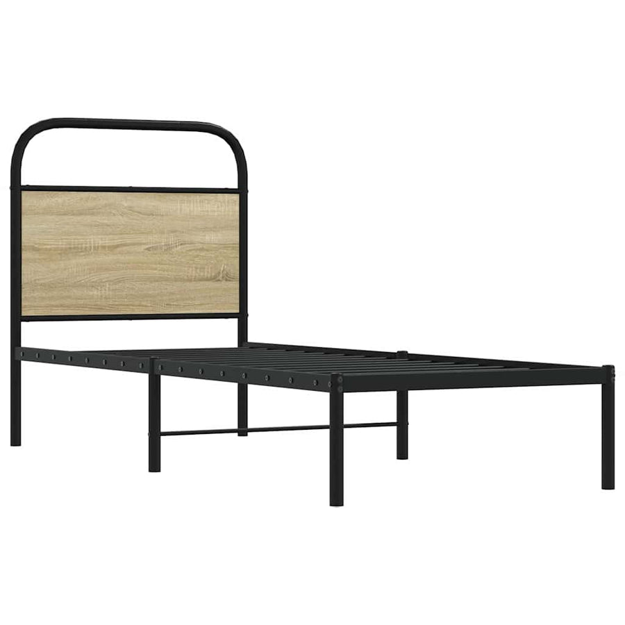 Hoofdbord 75 cm staal en bewerkt hout sonoma eikenkleurig