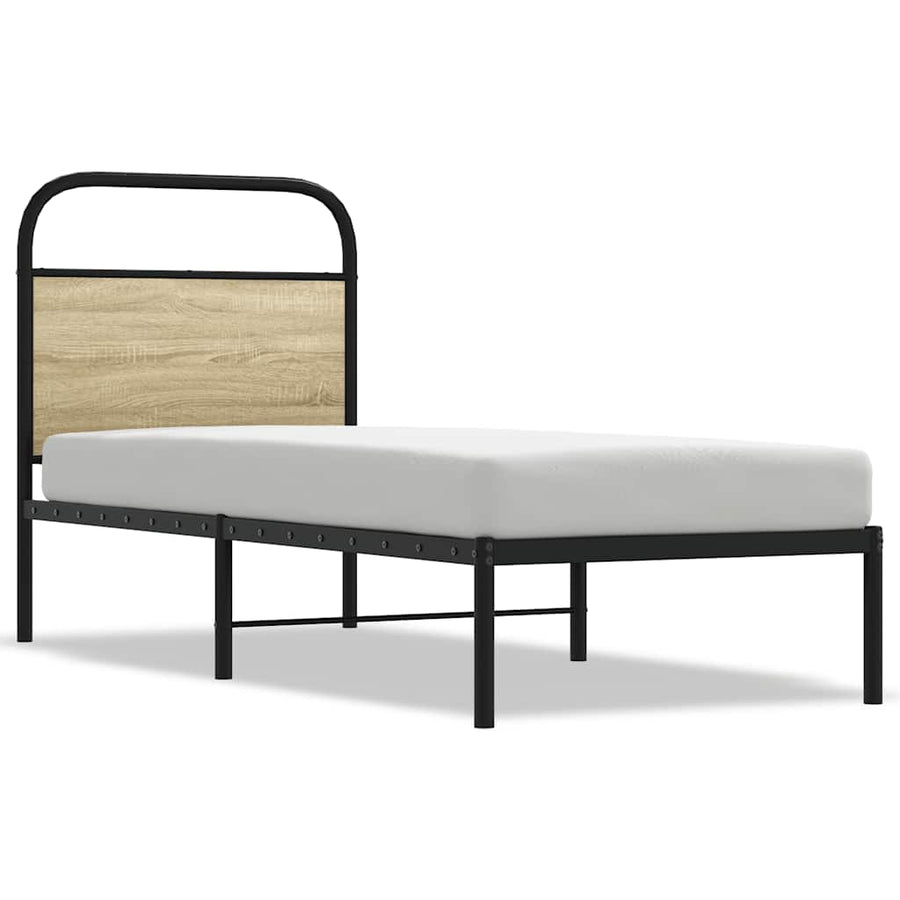 Hoofdbord 75 cm staal en bewerkt hout sonoma eikenkleurig