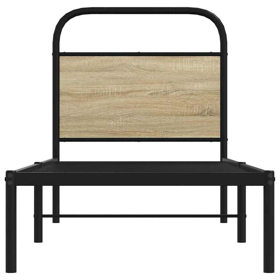 Hoofdbord 75 cm staal en bewerkt hout sonoma eikenkleurig