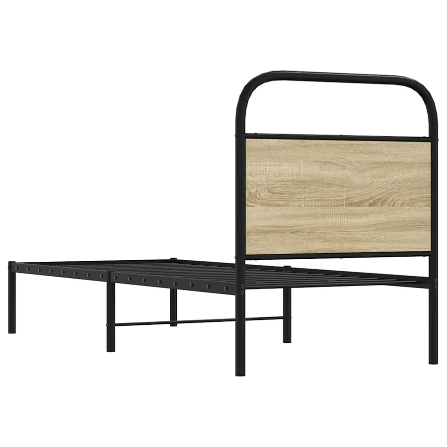 Hoofdbord 75 cm staal en bewerkt hout sonoma eikenkleurig
