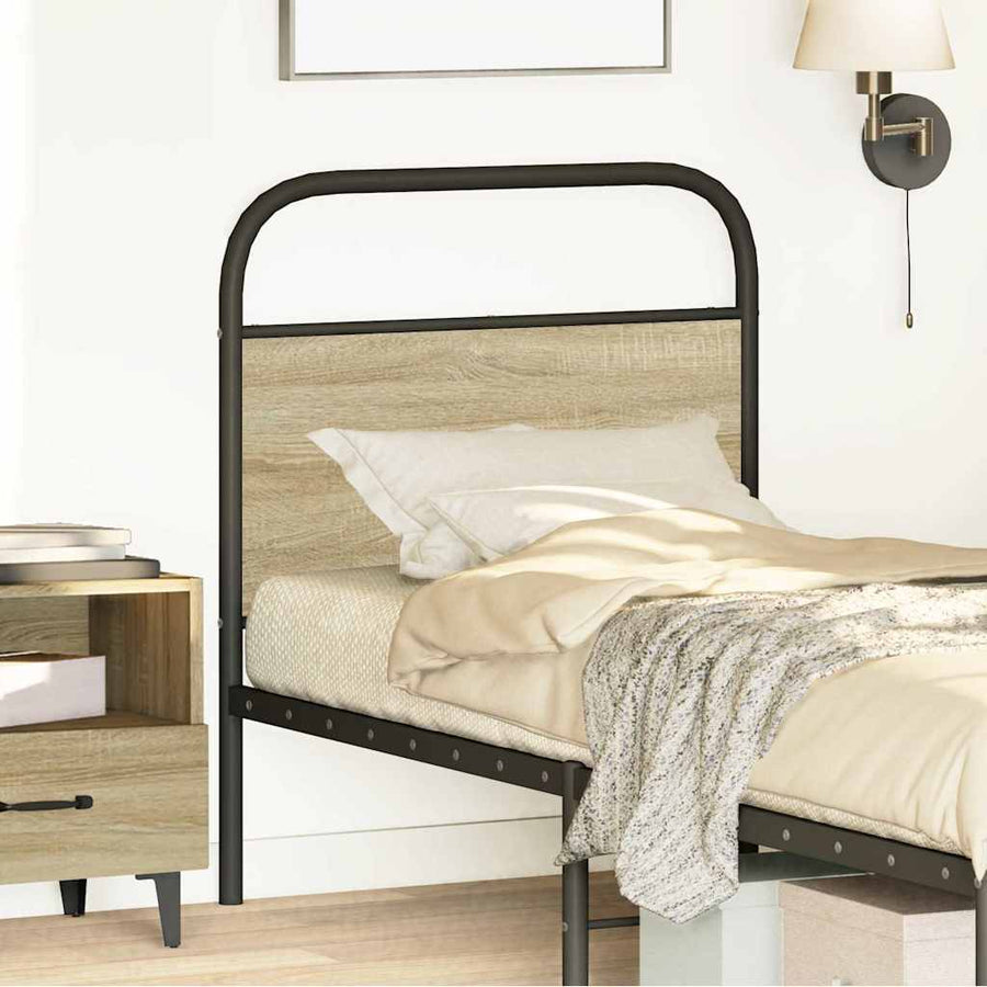 Hoofdbord 80 cm staal en bewerkt hout sonoma eikenkleurig